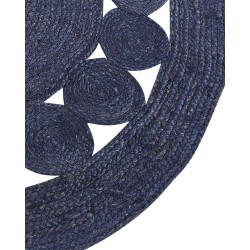 Dywan okrągły z juty ø 120 cm ciemnoniebieski KOYUNLU