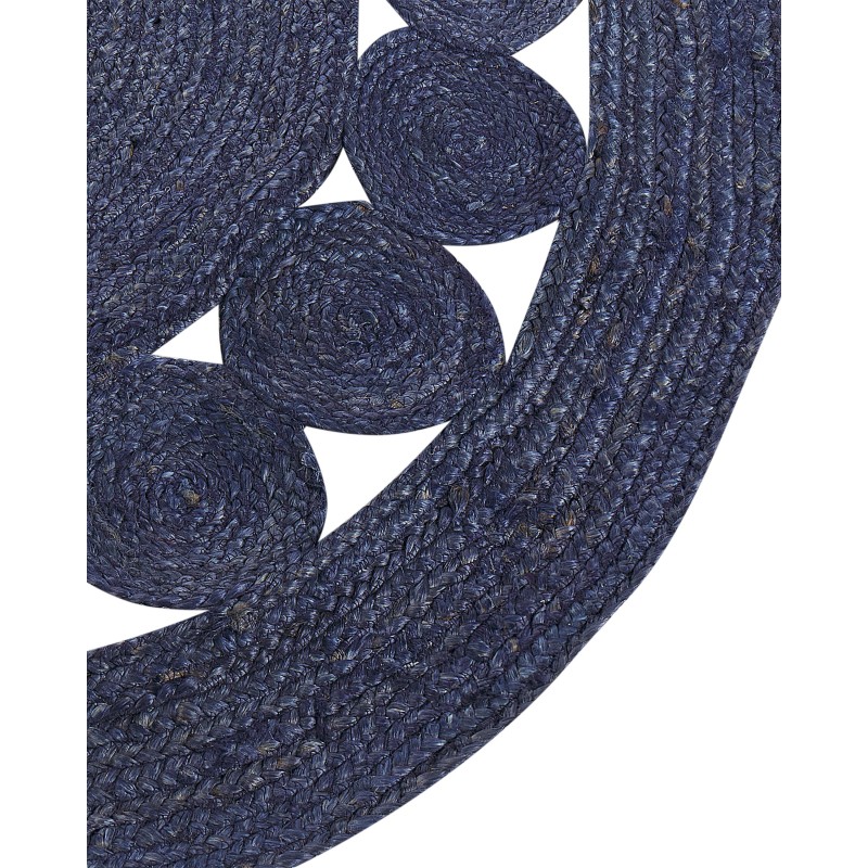 Dywan okrągły z juty ø 120 cm ciemnoniebieski KOYUNLU