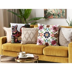 Poduszka dekoracyjna BAHRAICH Bawełna 50 x 50 cm Kolorowy Wzór kwiatowy