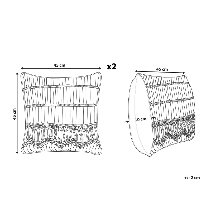 Zestaw 2 poduszek dekoracyjnych AKKOY Bawełna 45 x 45 cm Pomarańczowy Wzór geometryczny