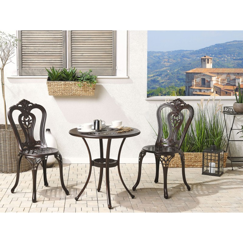 Stolik bistro BOVINO 65 cm 65 cm Metal Ciemnobrązowy