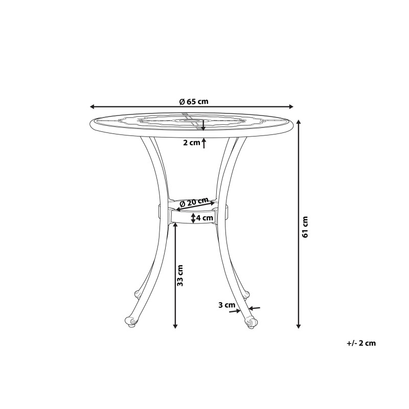 Stolik bistro BOVINO 65 cm 65 cm Metal Ciemnobrązowy