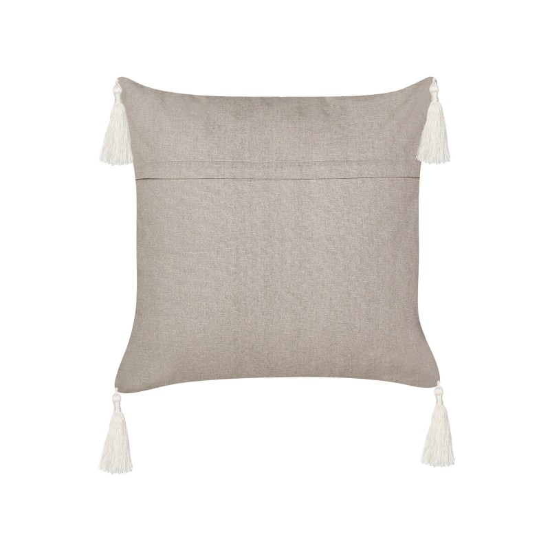 Poduszka dekoracyjna MAZZAELLA Welur 45 x 45 cm Beżowoszary Wzór roślinny