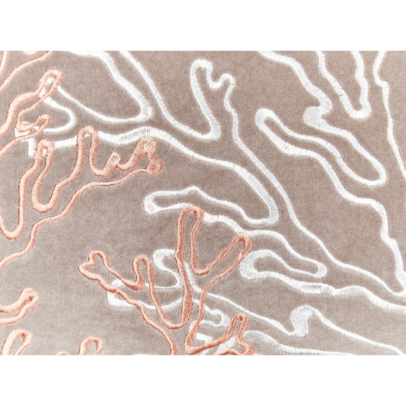 Poduszka dekoracyjna MAZZAELLA Welur 45 x 45 cm Beżowoszary Wzór roślinny