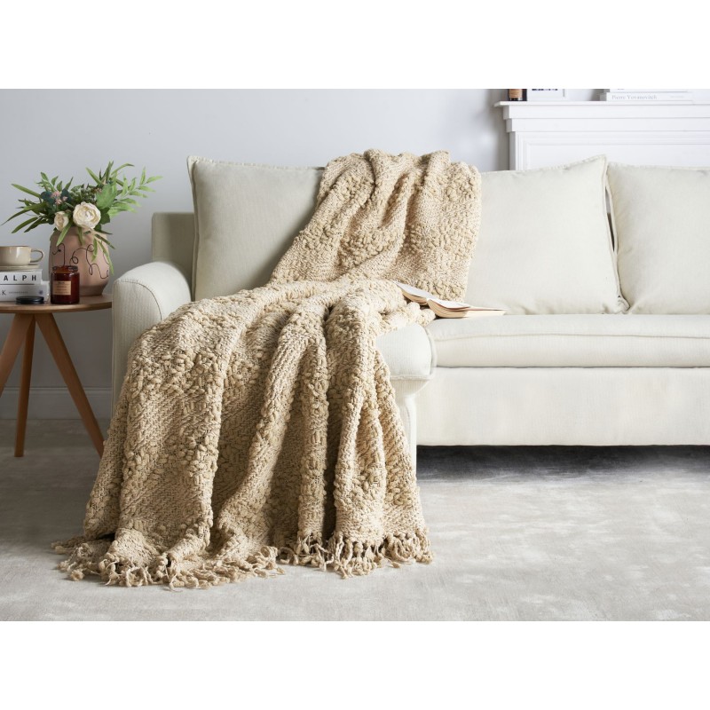 Koc VELLA Bawełna 190 x 230 cm Beżowy