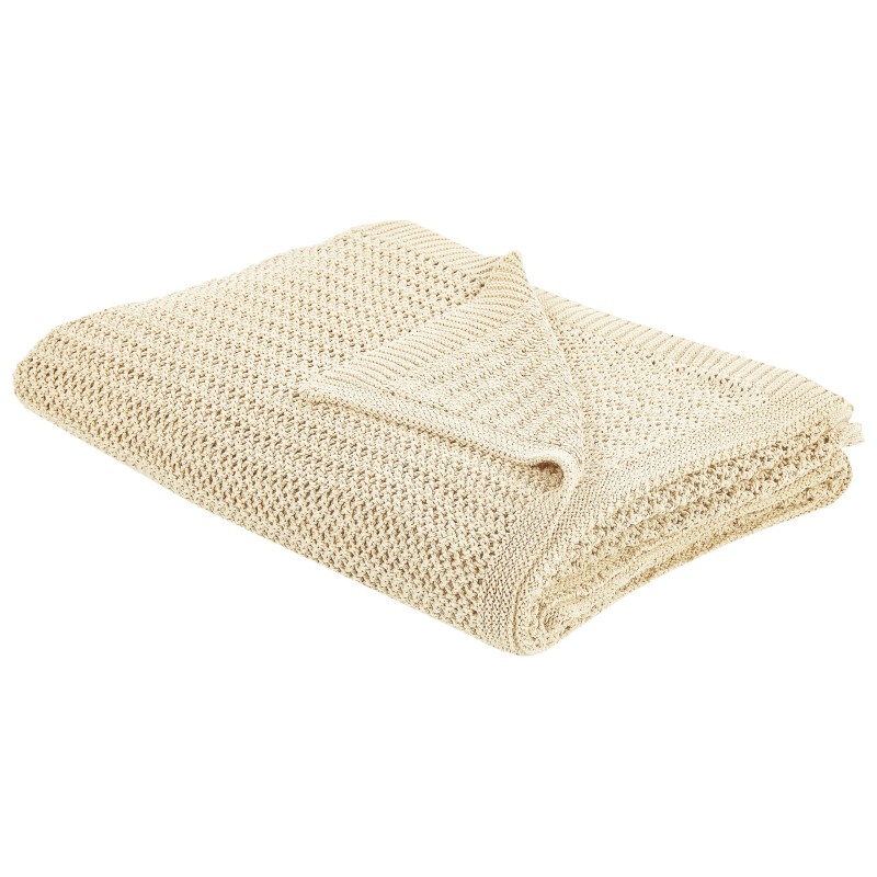 Narzuta na łóżko ILEN Bawełna 150 x 200 cm Beżowy