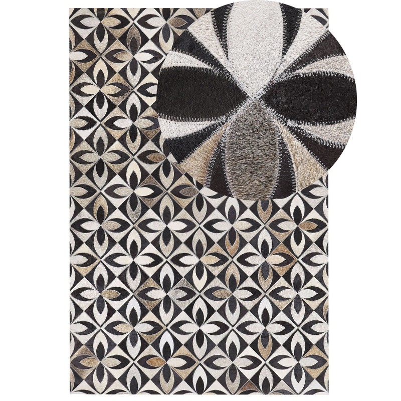 Dywan patchwork skórzany 140 x 200 cm wielokolorowy ISHAN