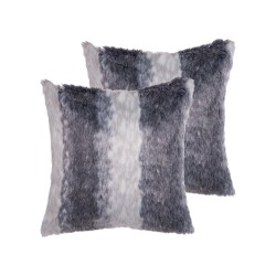 Zestaw 2 poduszek dekoracyjnych HORDEUM Sztuczne futro 45 x 45 cm Szary W paski
