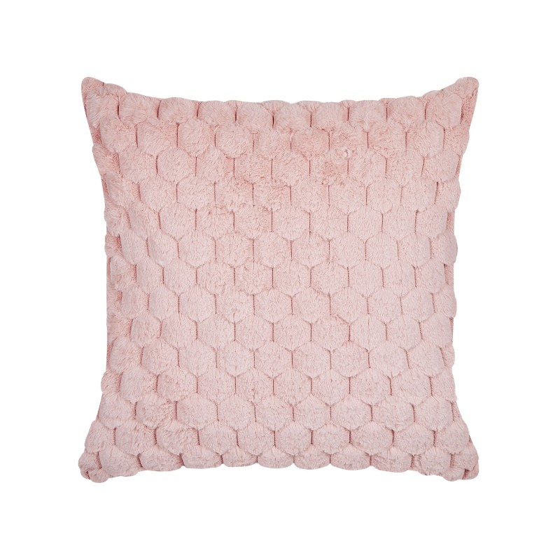 Zestaw 2 poduszek dekoracyjnych PURSLANE Sztuczne futro 43 x 43 cm Pastelowy róż Wzór geometryczny