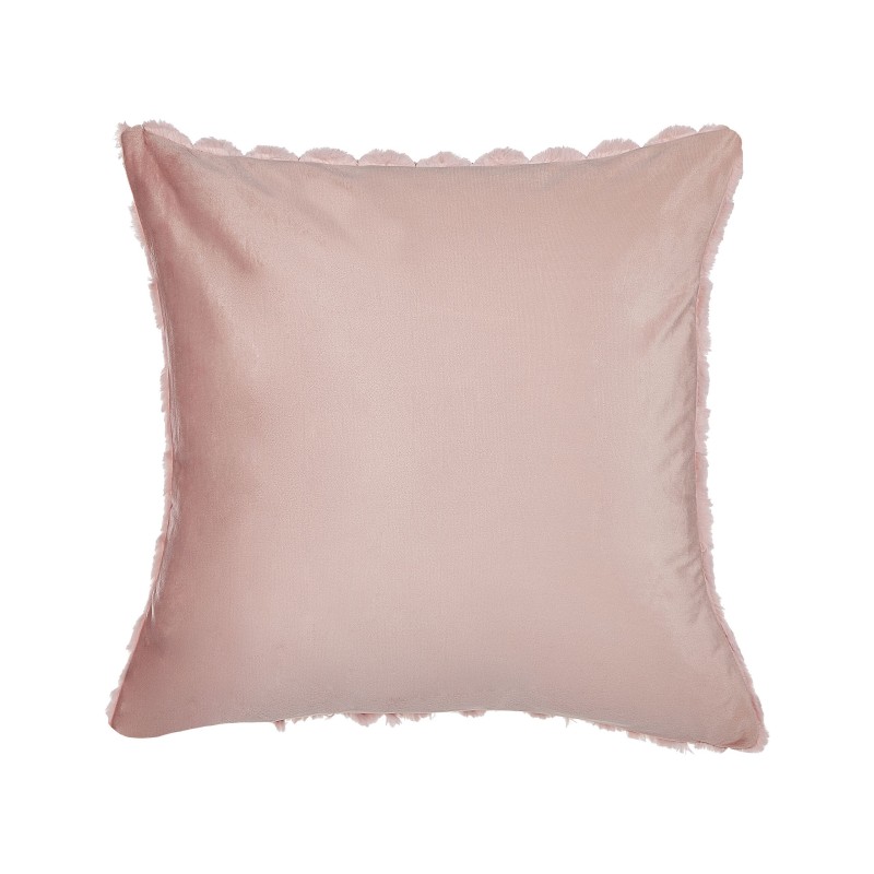 Zestaw 2 poduszek dekoracyjnych PURSLANE Sztuczne futro 43 x 43 cm Pastelowy róż Wzór geometryczny