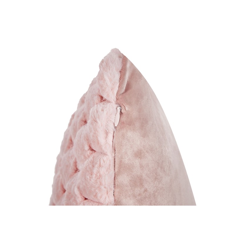 Zestaw 2 poduszek dekoracyjnych PURSLANE Sztuczne futro 43 x 43 cm Pastelowy róż Wzór geometryczny