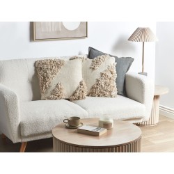 Zestaw 2 poduszek dekoracyjnych SOURWOOD Bawełna 45 x 45 cm Beżowy Wzór geometryczny