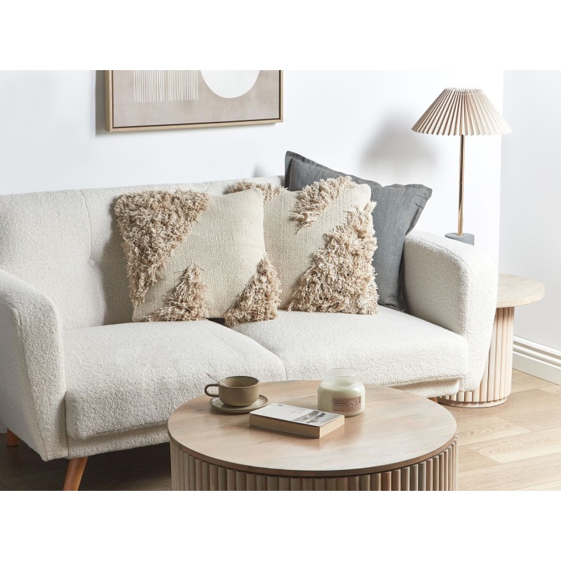 Zestaw 2 poduszek dekoracyjnych SOURWOOD Bawełna 45 x 45 cm Beżowy Wzór geometryczny