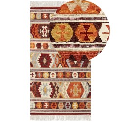 Dywan wełniany kilim 80 x 150 cm wielokolorowy AYGAVAN