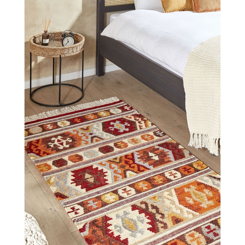 Dywan wełniany kilim 80 x 150 cm wielokolorowy AYGAVAN