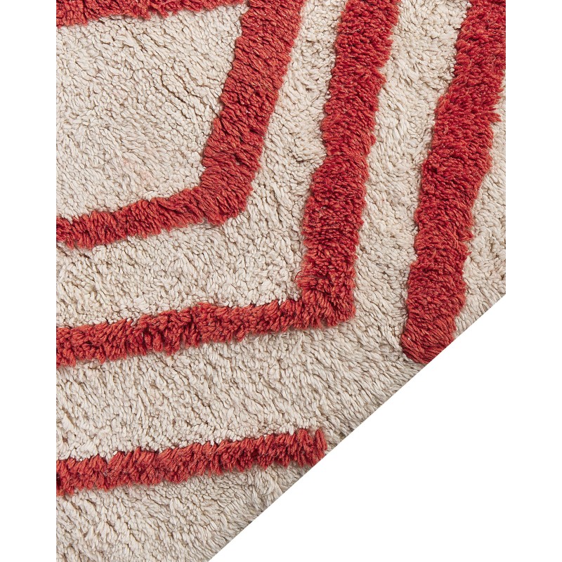 Dywan bawełniany włochacz 160 x 230 cm złamana biel z czerwonym HASKOY