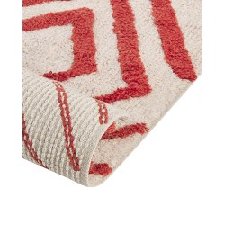Dywan bawełniany włochacz 160 x 230 cm złamana biel z czerwonym HASKOY