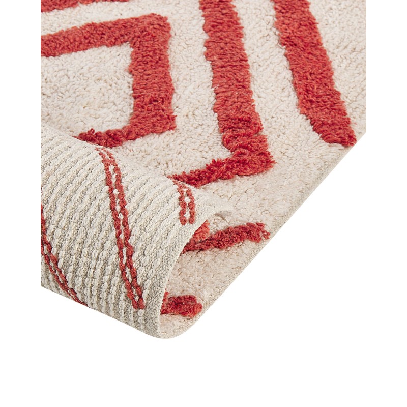 Dywan bawełniany włochacz 160 x 230 cm złamana biel z czerwonym HASKOY
