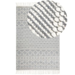 Dywan wełniany ze wzorem geometrycznym 160 x 230 cm beżowo-szary SOLHAN