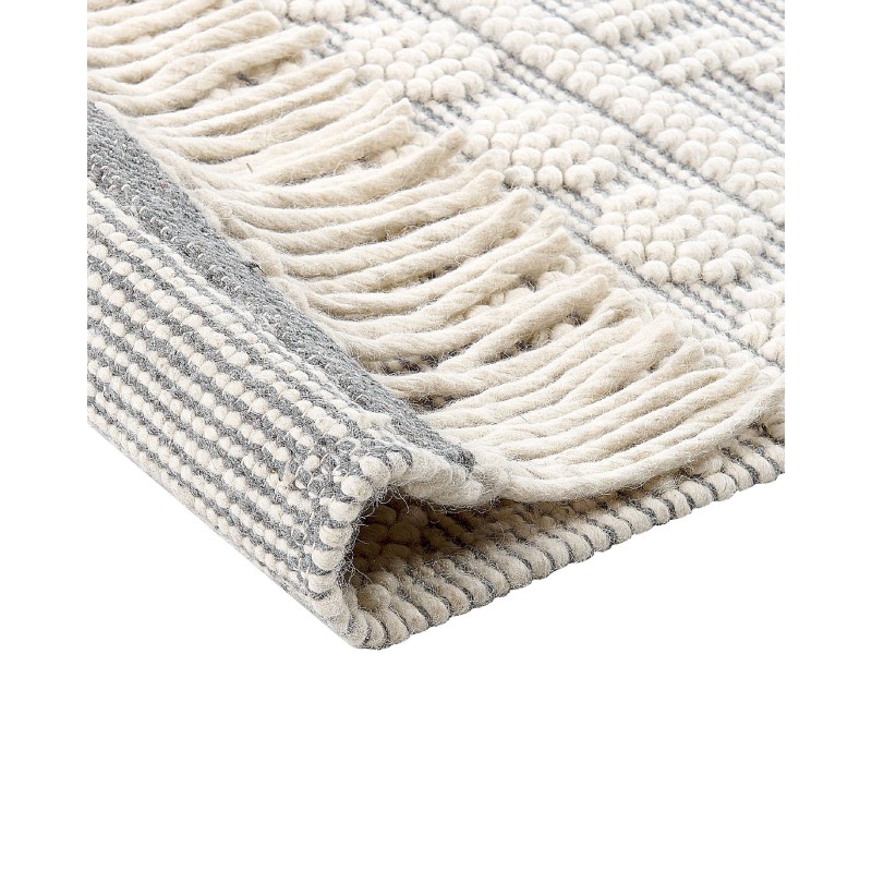 Dywan wełniany ze wzorem geometrycznym 160 x 230 cm beżowo-szary SOLHAN