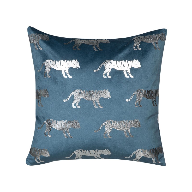 Zestaw 2 poduszek dekoracyjnych BLUEBELL Welur 45 x 45 cm Niebieski Wzór zwierzęcy