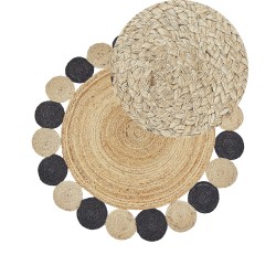 Dywan okrągły z juty ⌀ 140 cm czarny VOSTAN