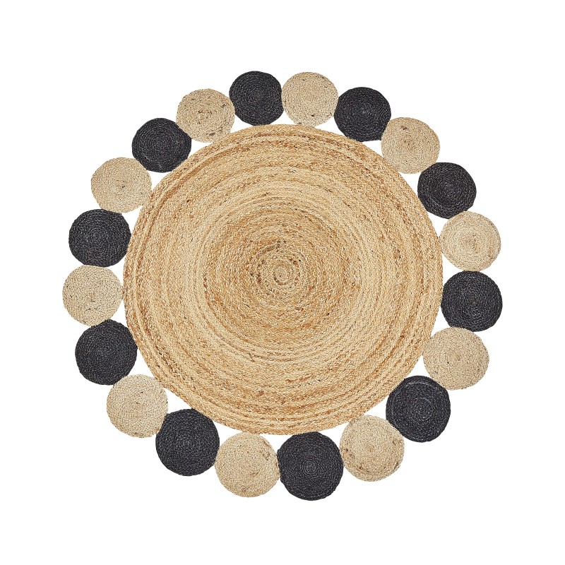 Dywan okrągły z juty ⌀ 140 cm czarny VOSTAN