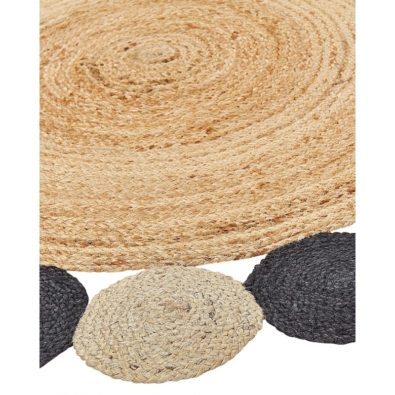 Dywan okrągły z juty ⌀ 140 cm czarny VOSTAN