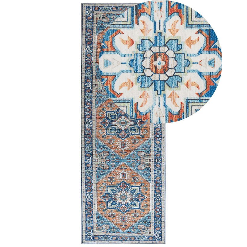 Dywan 70 x 200 cm niebiesko-pomarańczowy RITAPURAM