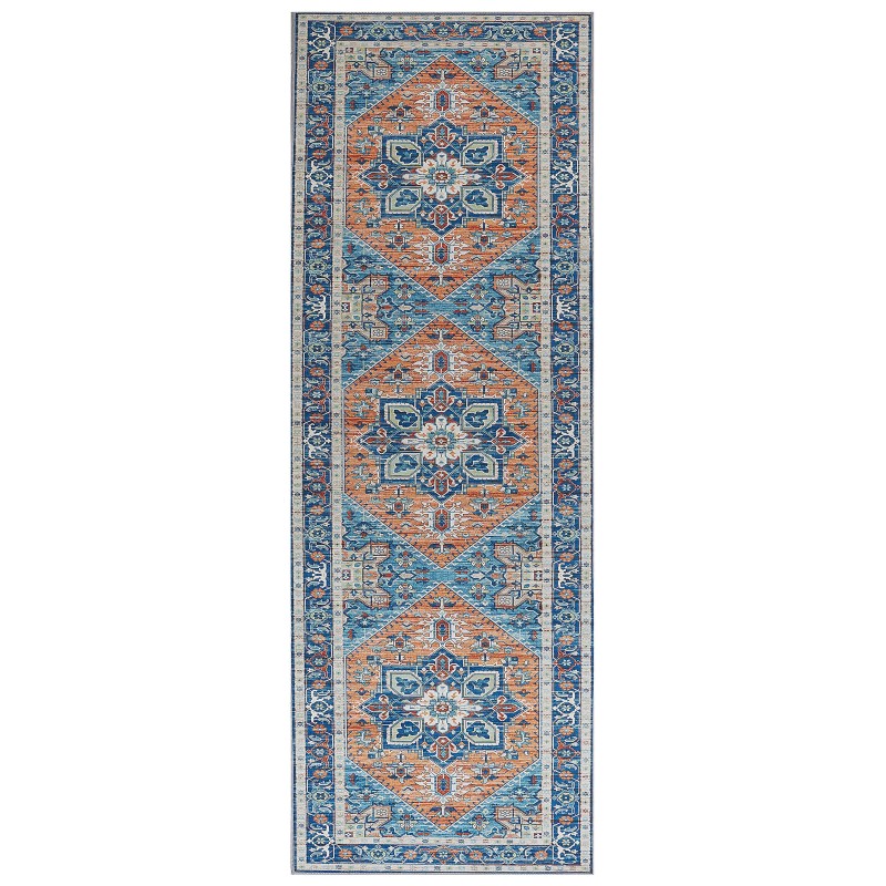 Dywan 70 x 200 cm niebiesko-pomarańczowy RITAPURAM