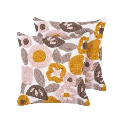 Zestaw 2 poduszek dekoracyjnych KANDIARO Bawełna 45 x 45 cm Kolorowy Wzór kwiatowy