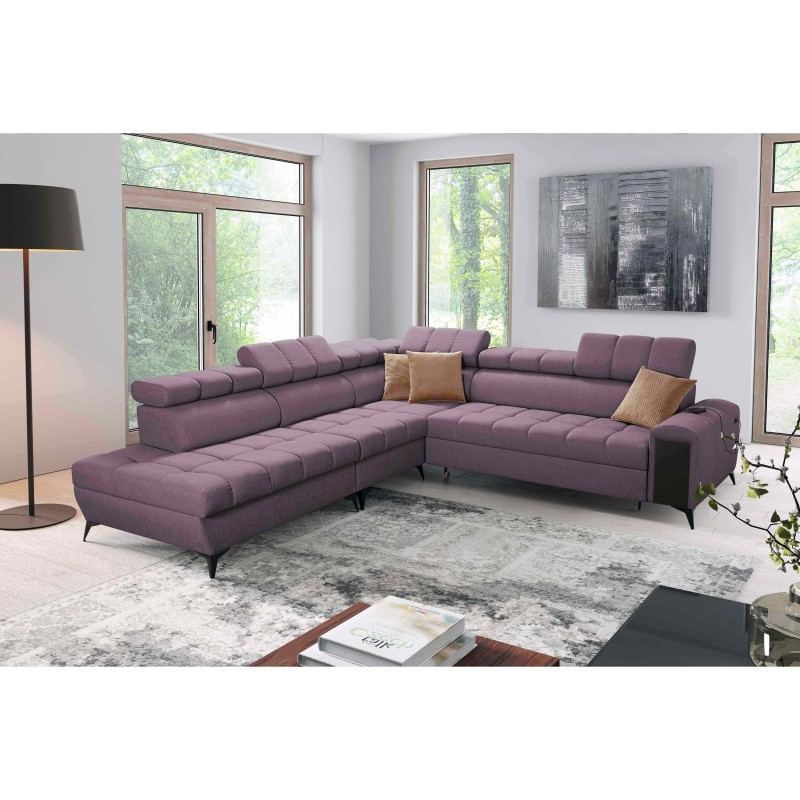 Venna IX corner sofa with sleeping function, USB port, and opening