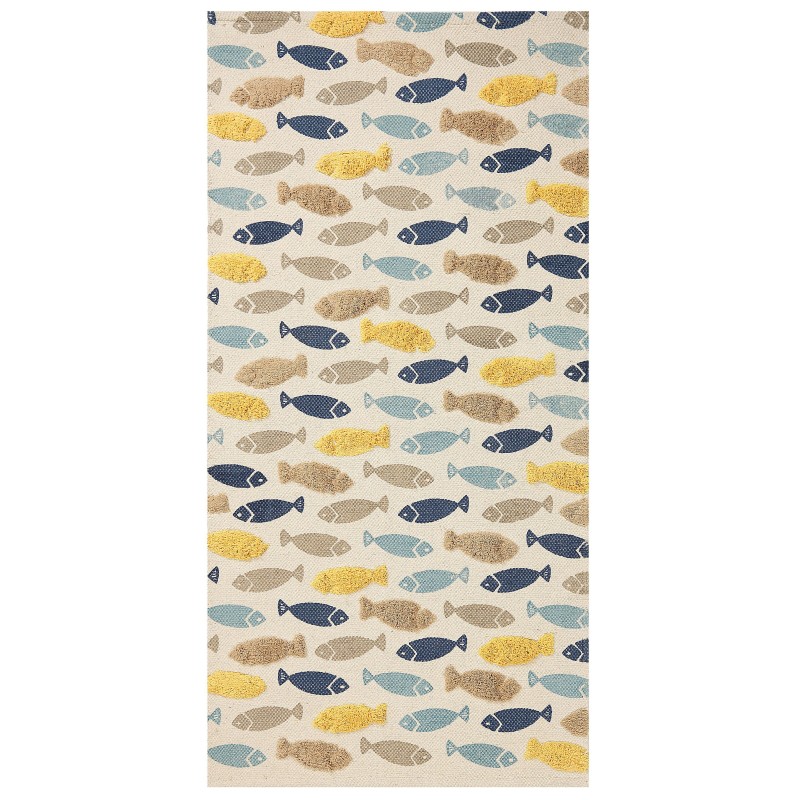 Dywan dziecięcy bawełniany w rybki 80 x 150 cm wielokolorowy IPUH