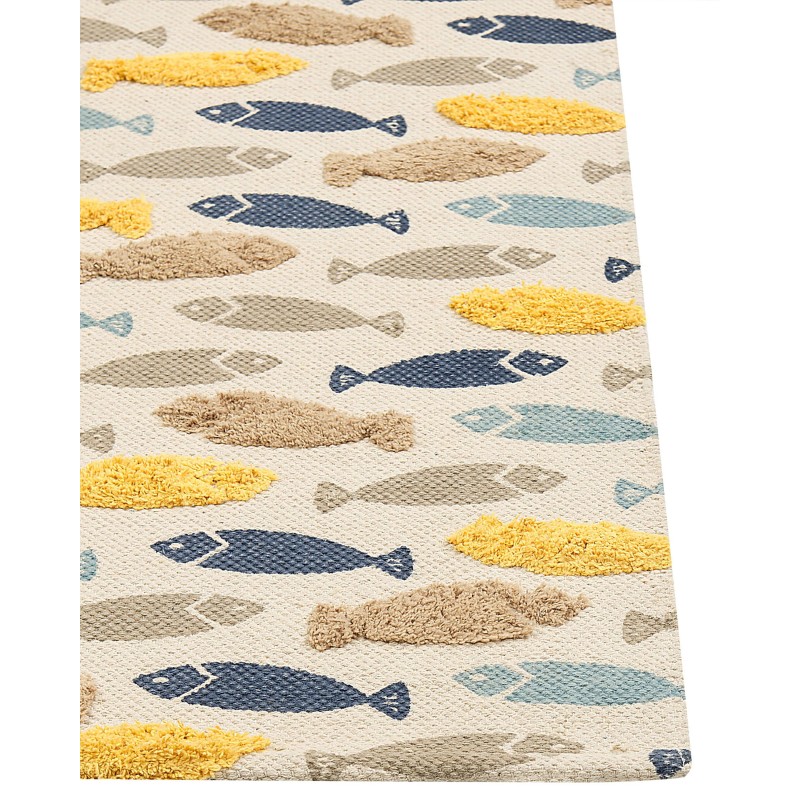 Dywan dziecięcy bawełniany w rybki 80 x 150 cm wielokolorowy IPUH