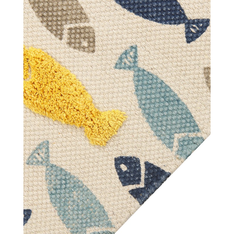 Dywan dziecięcy bawełniany w rybki 80 x 150 cm wielokolorowy IPUH