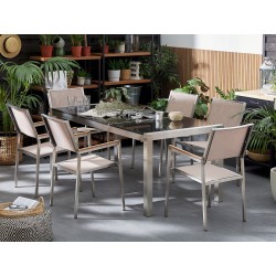 Stół ogrodowy GROSSETO 180 cm 90 cm Polerowany Granit Czarny