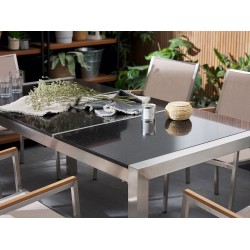 Stół ogrodowy GROSSETO 180 cm 90 cm Polerowany Granit Czarny
