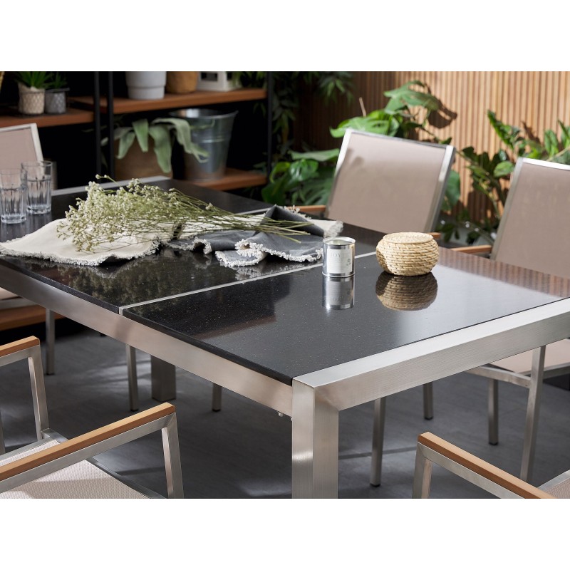 Stół ogrodowy GROSSETO 180 cm 90 cm Polerowany Granit Czarny