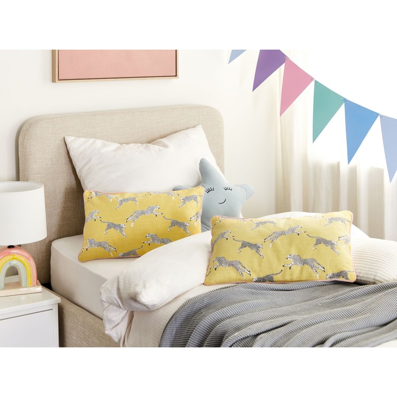 2 bawełniane poduszki dekoracyjne w gepardy 30 x 50 cm żółte ARALES