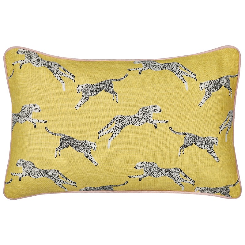 2 bawełniane poduszki dekoracyjne w gepardy 30 x 50 cm żółte ARALES