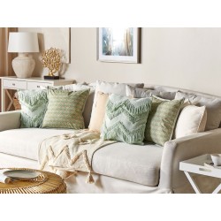 Zestaw 2 poduszek dekoracyjnych BACOPA Bawełna 45 x 45 cm Zielony Wzór zygzak