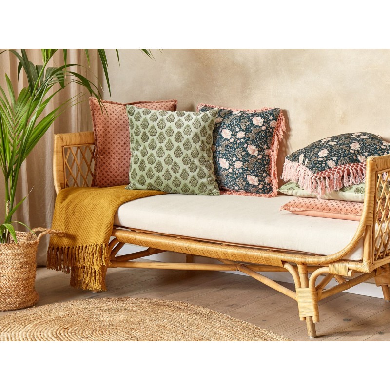 Zestaw 2 poduszek dekoracyjnych RUNGIA Welur 45 x 45 cm Zielony Wzór kwiatowy