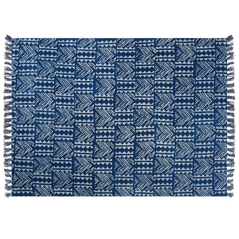 Koc SHIVPURI Bawełna 130 x 180 cm Niebieski