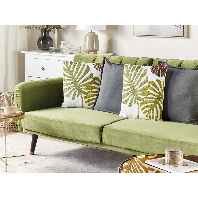 Zestaw 2 poduszek dekoracyjnych ZENOBIA Bawełna 45 x 45 cm Ciemnozielony Wzór roślinny