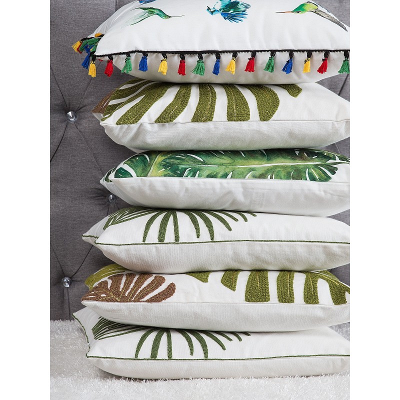 Zestaw 2 poduszek dekoracyjnych ZENOBIA Bawełna 45 x 45 cm Ciemnozielony Wzór roślinny