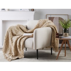 Koc VELLA Bawełna 150 x 200 cm Beżowy