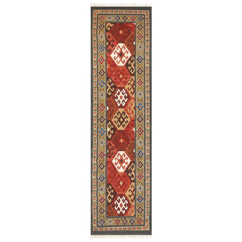 Dywan wełniany kilim 80 x 300 cm wielokolorowy URTSADZOR