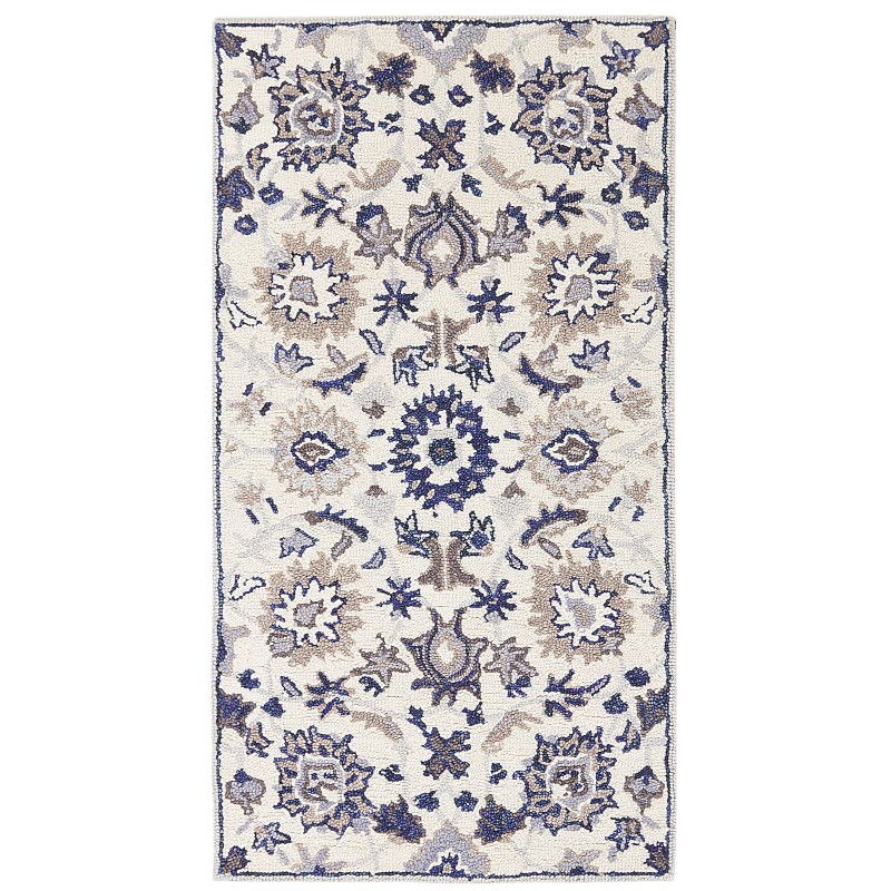 Dywan wełniany 80 x 150 cm beżowo-niebieski KUMRU