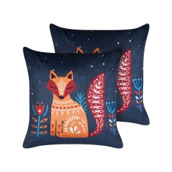 2 welurowe poduszki dekoracyjne dla dzieci w liski 45 x 45 cm ciemnoniebieskie FIRESPIKE