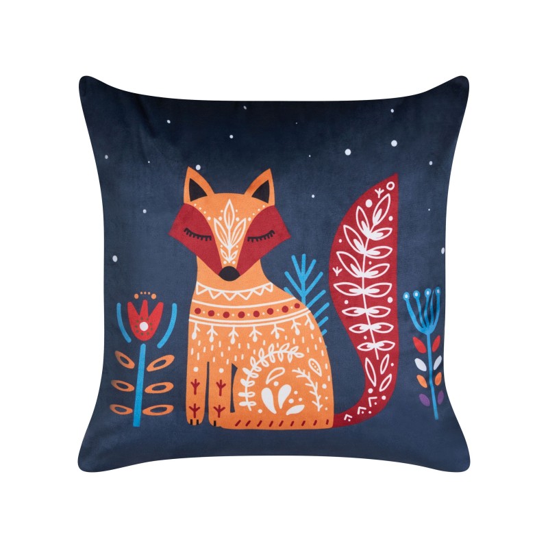 2 welurowe poduszki dekoracyjne dla dzieci w liski 45 x 45 cm ciemnoniebieskie FIRESPIKE